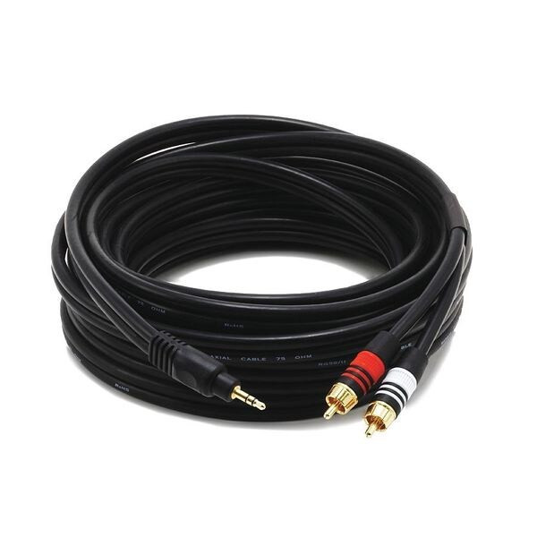 Monoprice A/V Cable, 3.5mm(M)/2 RCA(M),25ft 5601