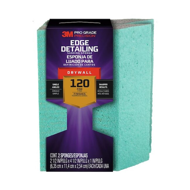 3m Sanding Sponge,Fine,4 1/2"L,2 1/2"W,PK2 30904FPSA-2PK