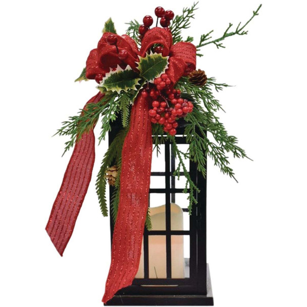 Merryweather 16 In. H. Metal Lantern with LED Candle Holiday Decoration XN202046
