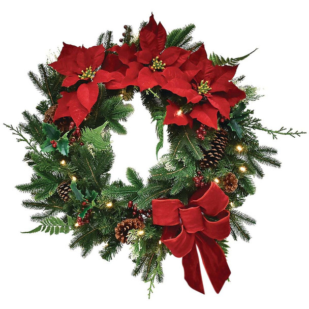 Georgian Manor 24 In. 35-Bulb Warm White LED Prelit Wreath XVW143163