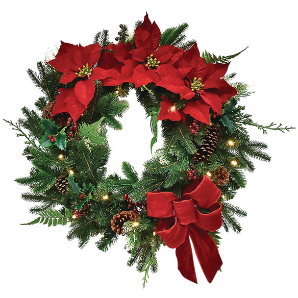 Georgian Manor 24 In. 35-Bulb Warm White LED Prelit Wreath XVW143163