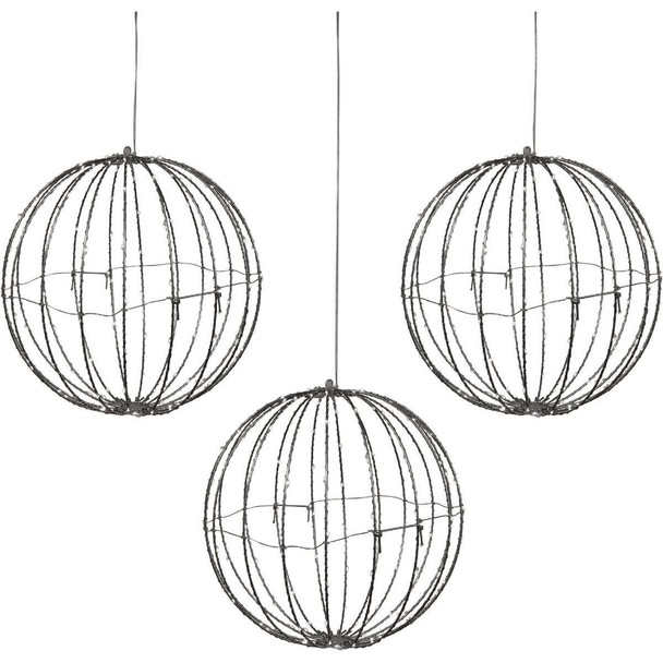 Alpine 8 In. Foldable Metal Sphere Multi-Color LED Christmas Ornament (3-Pack)