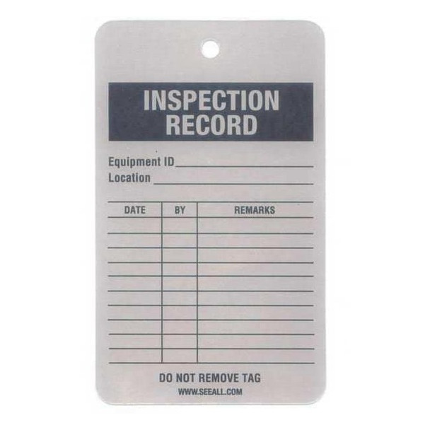 Tag, Service, Aluminum, 4 1/4 in H x 3 in W, White, Rectangle, 25 PK