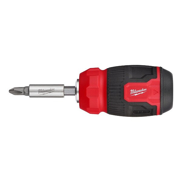 Milwaukee Tool Multi-Bit Screwdriver,Chrome,9 pcs 48-22-2910