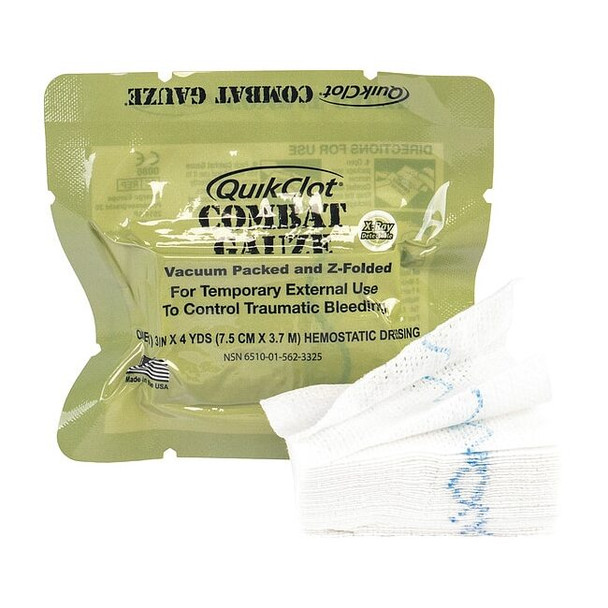 Quikclot Combat Gauze,Green,4yd L,3"W 30-0039