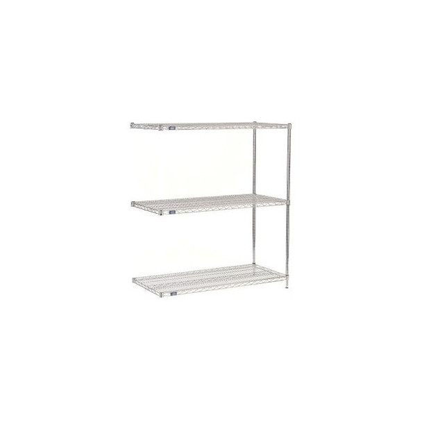 Nexel 3 Shelf Stainless Steel Wire Shelving Unit Add On 30""W x 21""D x 54""H