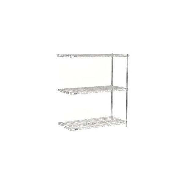 Nexel 3 Shelf Stainless Steel Wire Shelving Unit Add On 72""W x 36""D x 54""H