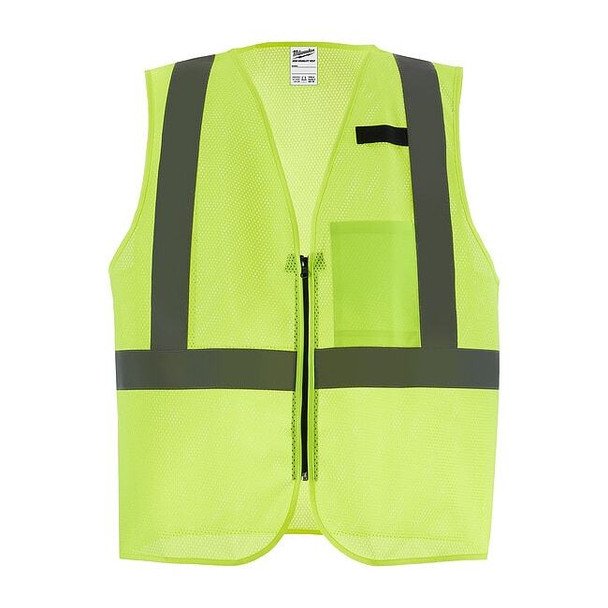 Class 2 High Visibility Yellow Mesh One Pocket Safety Vest - S/M