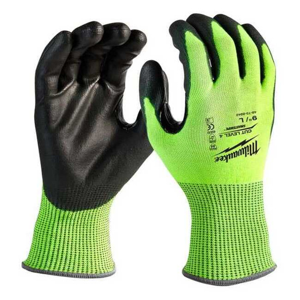 12PK High Visibility Cut Level 4 Polyurethane Dipped Gloves - XXL