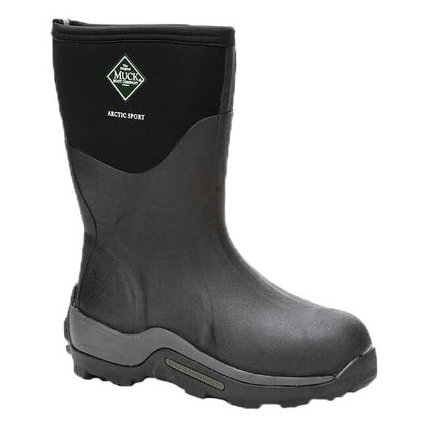 Women's Chore Classic Mid Rubber Boot, Steel Toe, 12 in Height, Black, 5