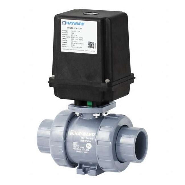 Hayward Flow Control Actuated Ball Valve,Tube Size 1",PTFE EATBH110STE