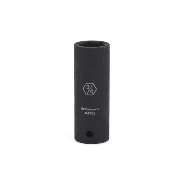 Impact Socket, 1/2 in Drive Size, 9/16 in Opening Size, 6-point, Deep Length