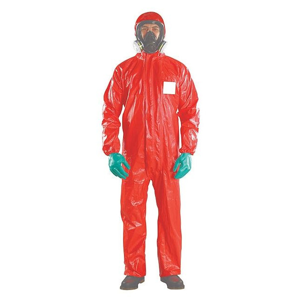 Ansell Chemical Resistant Coverall, S, Red, Chemical Laminate RD96-T-92-111-02