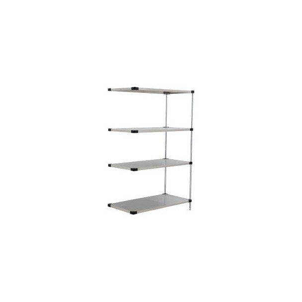 Nexel 4 Shelf Stainless Steel Solid Shelving Unit Add On 48""W x 24""D x 54""H