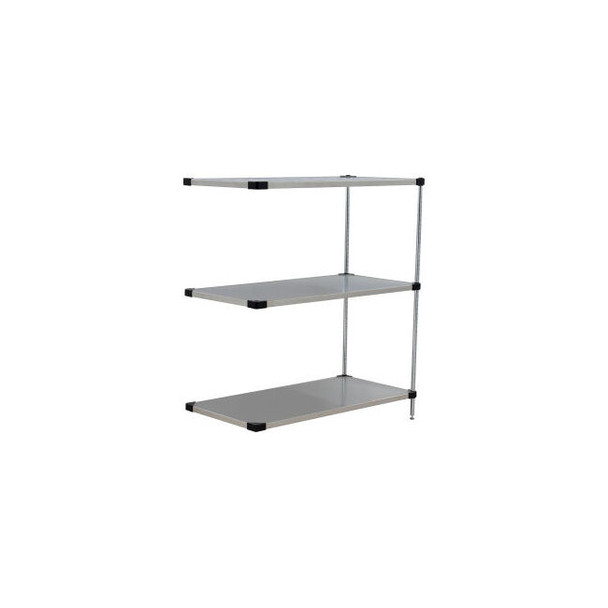 Nexel 3 Shelf Stainless Steel Solid Shelving Unit Add On 36""W x 18""D x 54""H