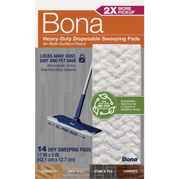 Bona Heavy Duty Disposable Sweeping Pads for Multi-Surface Floors (14-Count)