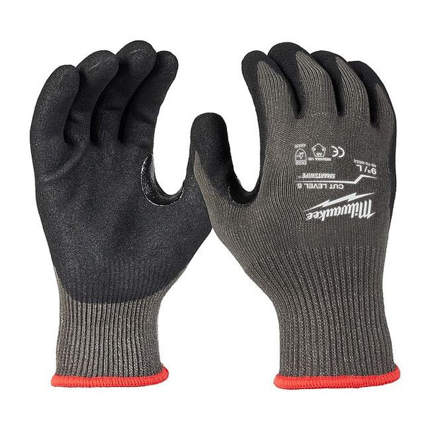 Work Gloves, Cut Level A5 ,Double Dipped ,Nitrile ,Sandy ,L 1 PR