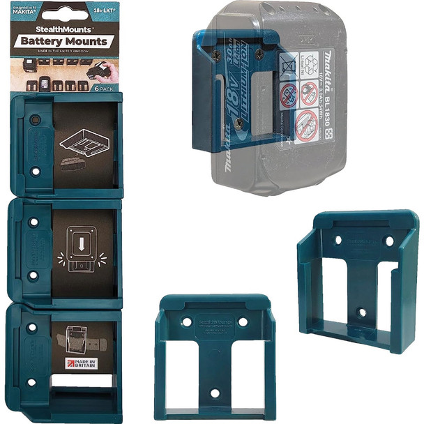 StealthMounts Battery Mounts for Makita 18V LXT (6-Pack) BM-MK18-BLU-6