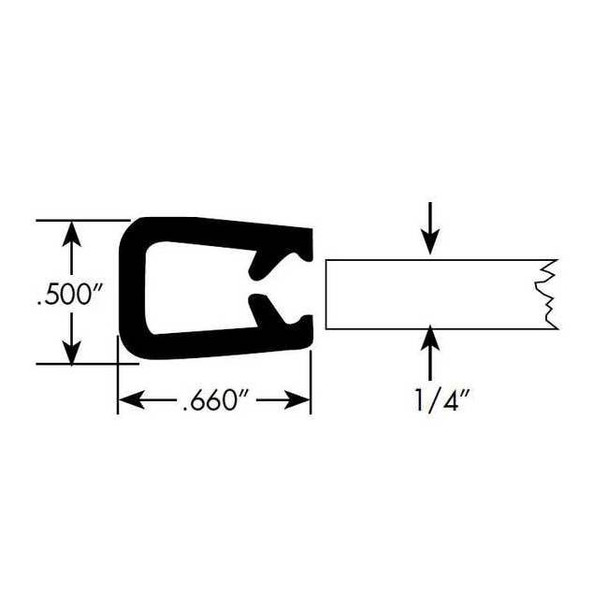 Edge Trim, PVC, 10 ft Length, 1/2 in Overall Width, Style: Edge Trim