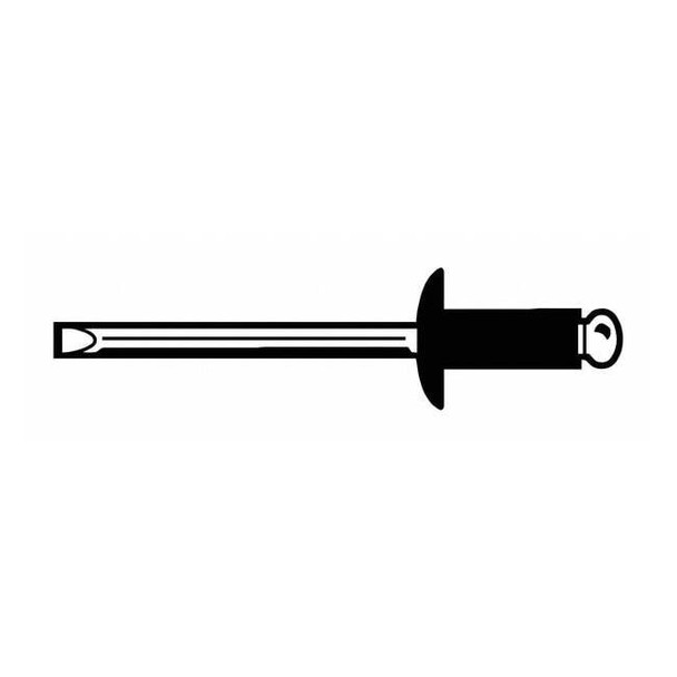 Blind Rivet, Dome Head, 3/16 in Dia., 29/64 in L, Stainless Steel Body, 250 PK