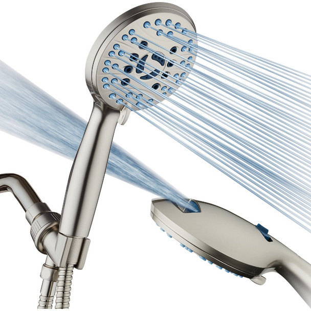 AquaCare Brushed Nickel 6-Setting Handheld Shower Head 1649
