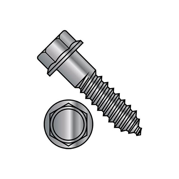 Lag Screw, 3/8 in, 4 in, Steel, Galvanized Hex Hex Drive, 200 PK