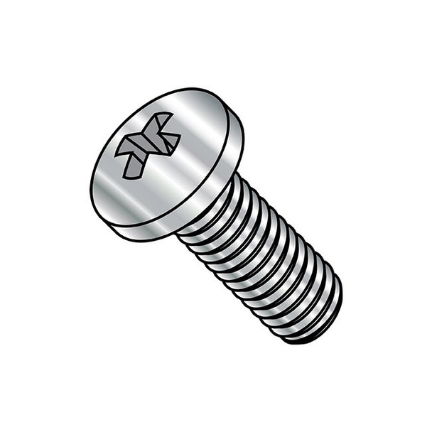#10-24 x 1-1/2 in Phillips Pan Machine Screw, Plain Steel, 2000 PK