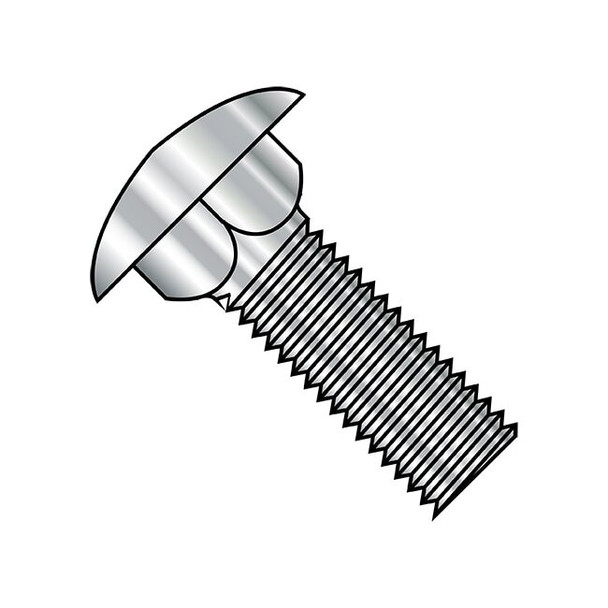 Carriage Bolt, 16 mm L, 18-8 Stainless Steel, Plain, 1500 PK