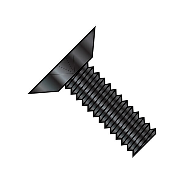 1/4"-20 x 3/4 in Phillips Flat Machine Screw, Zinc Black Steel, 4000 PK