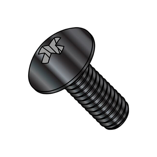#10-32 x 1 in Phillips Truss Machine Screw, Black Oxide Steel, 5000 PK