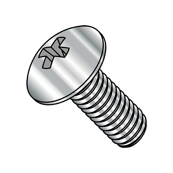 #10-32 x 1/2 in Phillips Truss Machine Screw, Plain Steel, 3000 PK