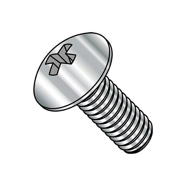 #10-24 x 3/8 in Phillips Truss Machine Screw, Plain Steel, 4000 PK