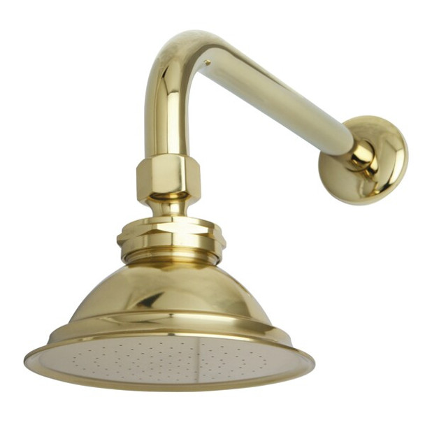 Kingston Brass Shower Head, Polished Brass, Wall Mount P10PBCK