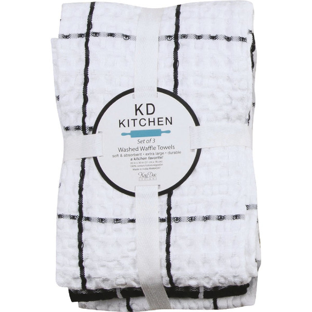 Kay Dee Designs Onyx Waffle Kitchen Towel (3-Pack) R6954 Pack of 2