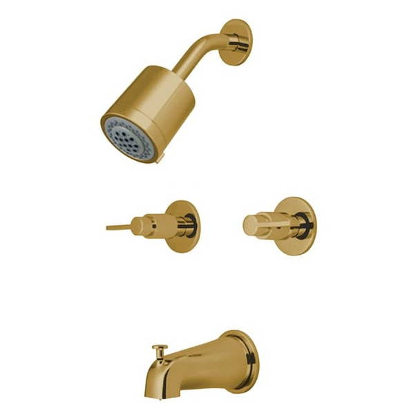 Kingston Brass Tub and Shower Faucet, Polished Brass, Wall Mount KBX8142NDL
