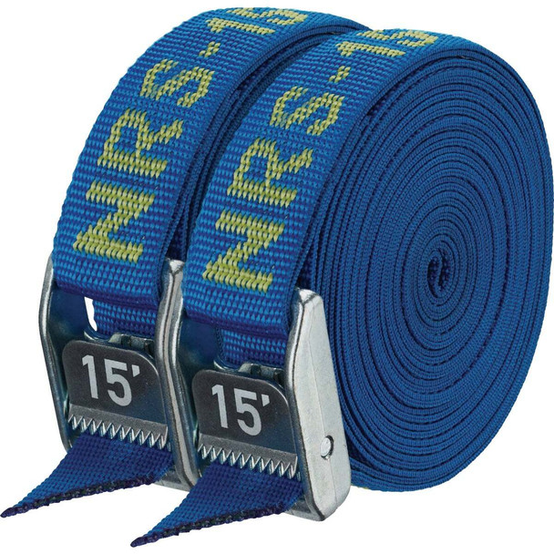 NRS 1 In. x 15 Ft. Iconic Blue Heavy Duty Tie-Down Strap (2-Pack) 60027.01.107