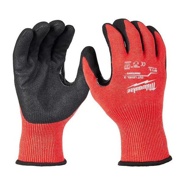 Work Gloves, Cut Level A3 ,Dipped ,Nitrile ,Sandy ,L 1 PR