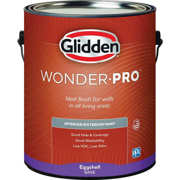 Glidden WonderPro Interior/Exterior Eggshell Paint, Ultra Deep Base, 1 Gal.