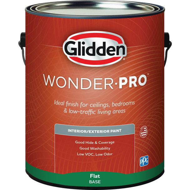 Glidden WonderPro Interior/Exterior Flat Paint, Ultra Deep Base, 1 Gal.