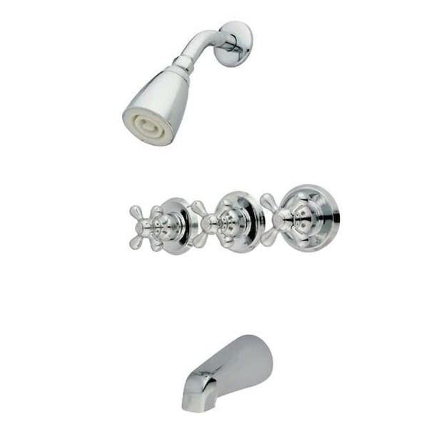 Kingston Brass Tub and Shower Faucet, Polished Chrome, Wall Mount KB231AX