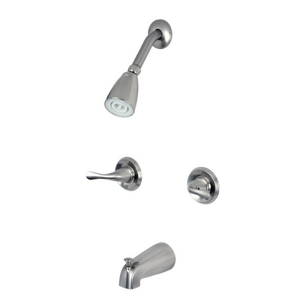 Kingston Brass Tub and Shower Faucet, Brushed Nickel, Wall Mount KB2248YL