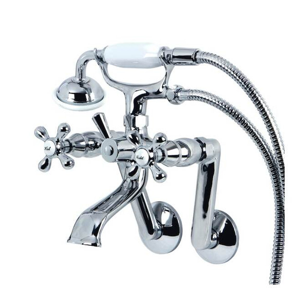 Wall-Mount Clawfoot Tub Faucet, Polished Chrome, Tub Wall Mount