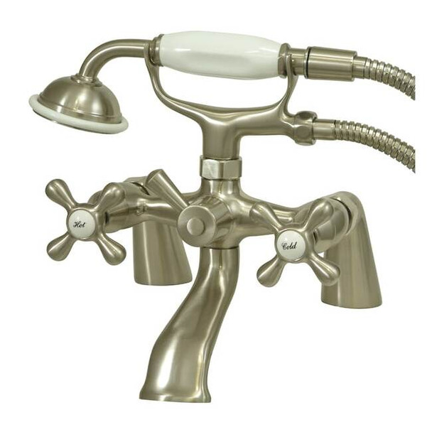 Deck-Mount Clawfoot Tub Faucet, Brushed Nickel, Deck Mount