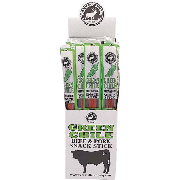 Pearson Ranch Jerky Green Chile Beef & Pork Snack Stick BFGC1-CAD Pack of 24