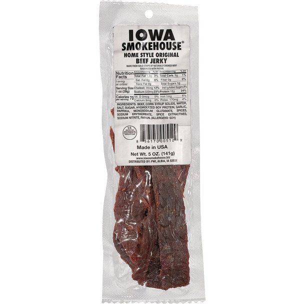 Iowa Smokehouse 5 Oz. Original Homestyle Beef Jerky is-5jn Pack of 12