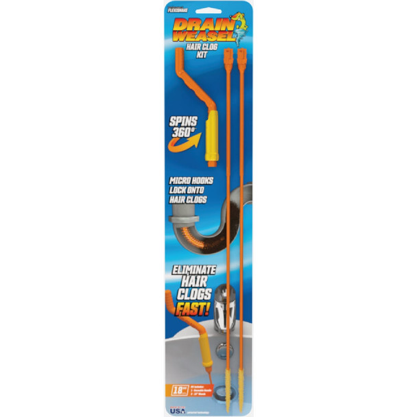 FlexiSnake Drain Weasel Hair Stick Flexible Starter Kit (3-Piece) DWPSK2