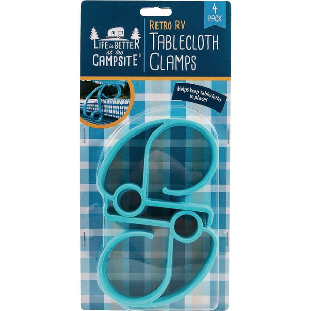 Camco Life Is Better At The Campsite Retro RV Tablecloth Clamps (4-Pack) 44004