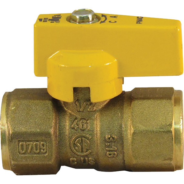 Pro-Flex 1/2 In. FIP x 15/16 In. Flare Brass Gas Valve PFGV-FFL121516C