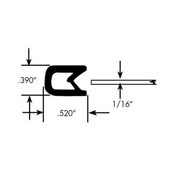 Edge Trim, PVC, 10 ft Length, 3/8 in Overall Width, Style: Edge Trim