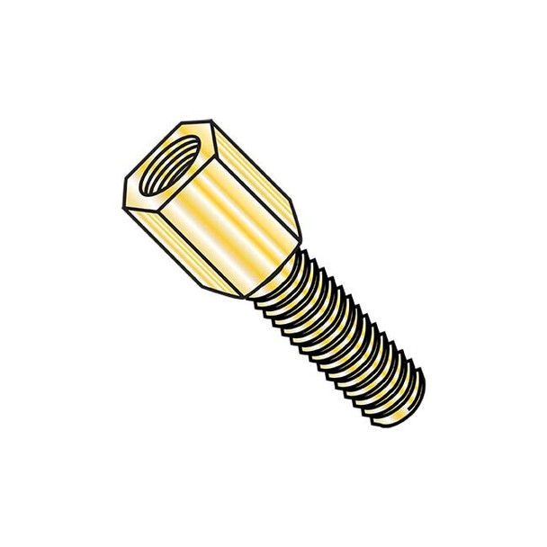 Jack Screw Standoff, #4-40 Thrd Sz, 3/16 in L, Steel Zinc Yellow, 2000 PK
